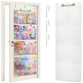 Lifewit Over Door Stuffed Animal Toy Storage with 5 Pockets, White, 1 Pack
