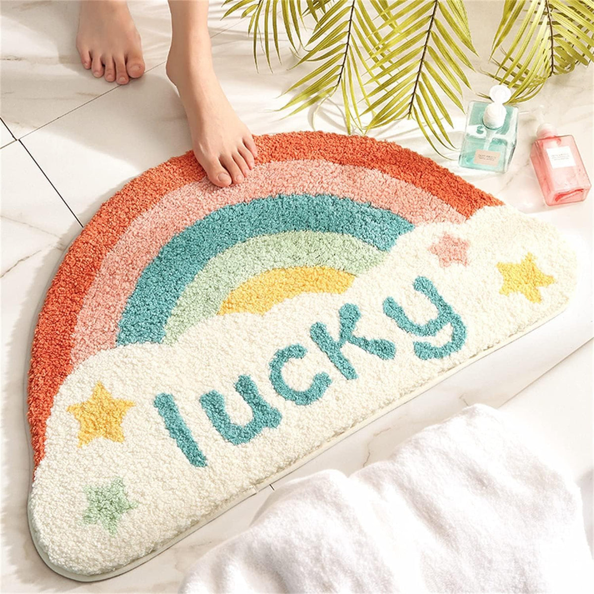 Roseate Lucky Super Soft Anti Skid (40x60 cm) Super Absorbent Mats Microfibre 2000 GSM Door Mats for Home/Bathroom/Bedroom/Kitch