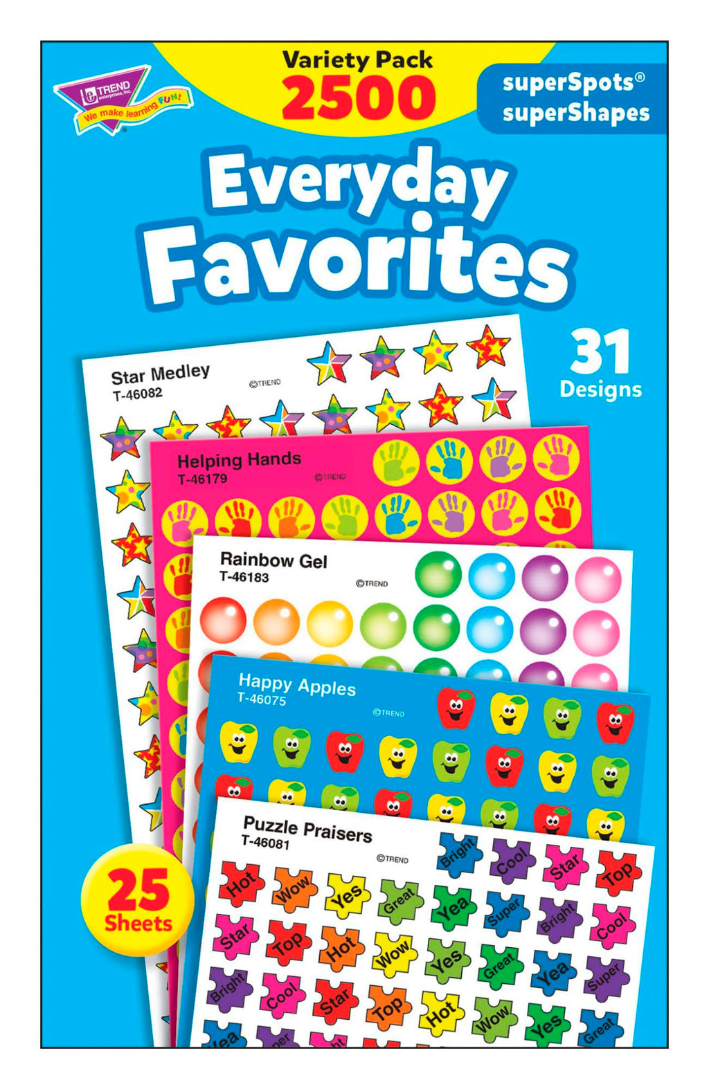 Trend Enterprises, Inc. Everyday Favorites Superspots/Supershapes Varpk, 2500 Ct