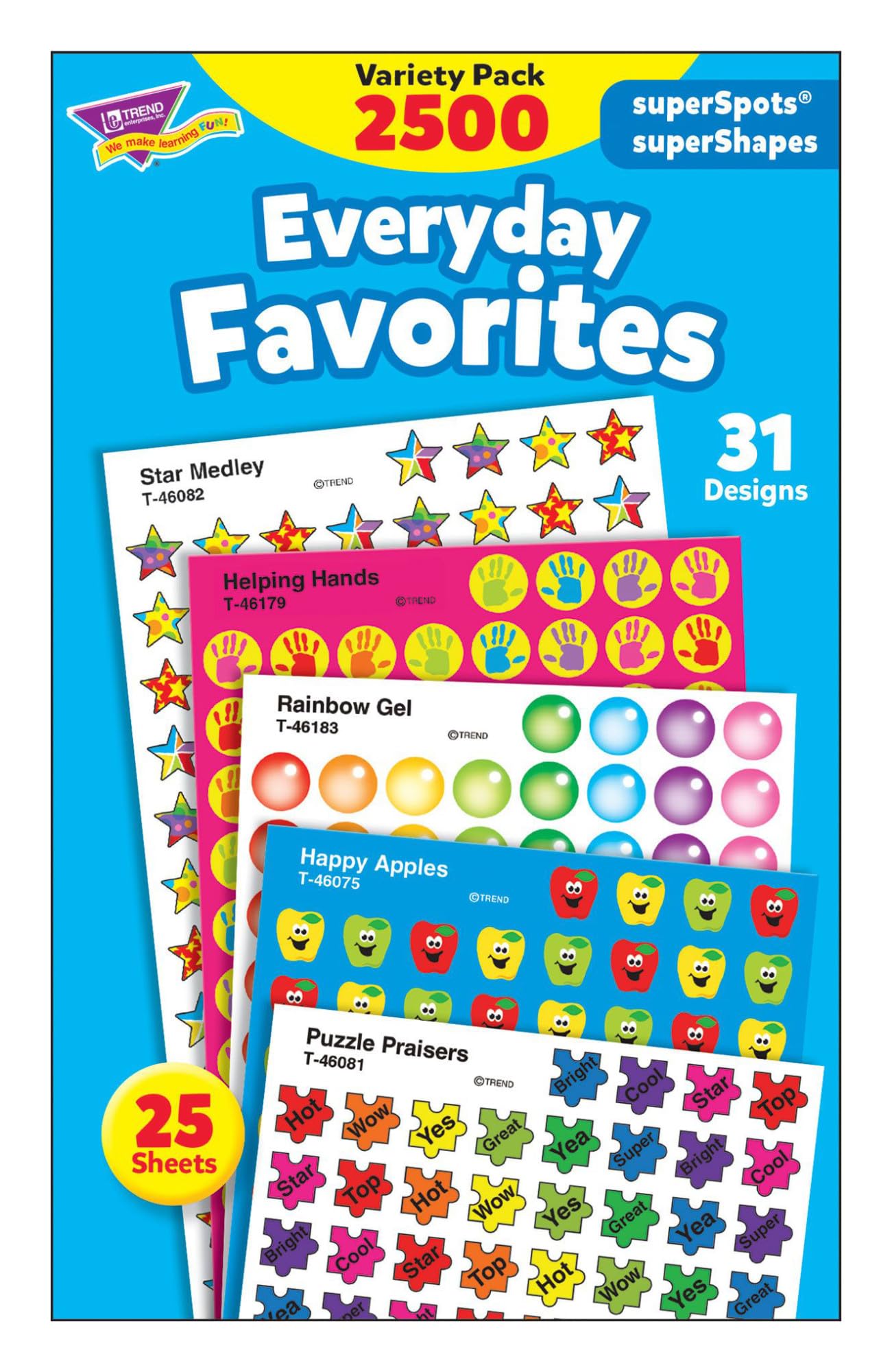 Trend Enterprises, Inc. Everyday Favorites Superspots/Supershapes Varpk, 2500 Ct