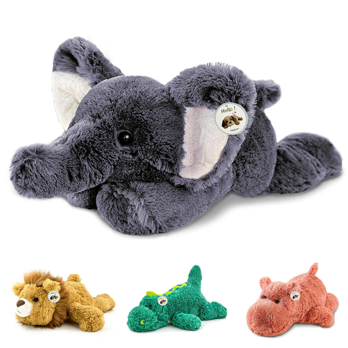 Youblek 16' | 2 Pounds Gray Elephant Weighted Stuffed Animals,Sensory Comfort Plush Throw Pillow Toy,Kawaii Plushies Hugging To