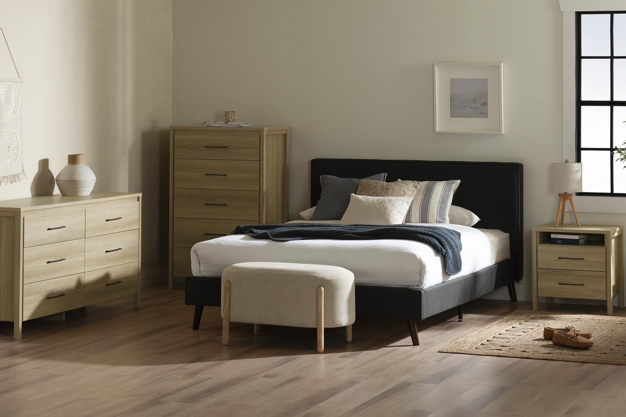 South Shore Gravity 2-Drawer Nightstand, Natural Ash