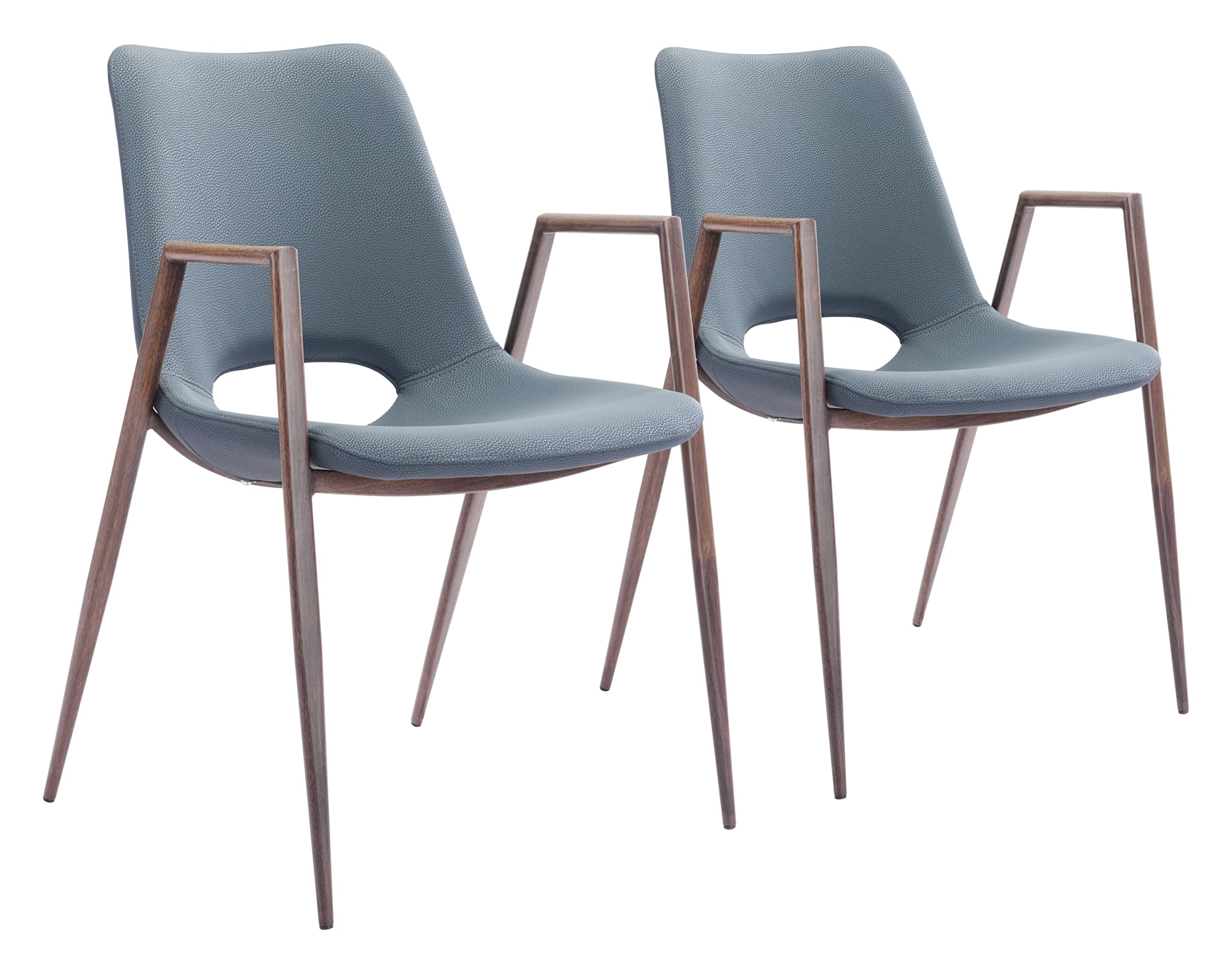 Desi Dining Chair (Set of 2) Blue & Walnut