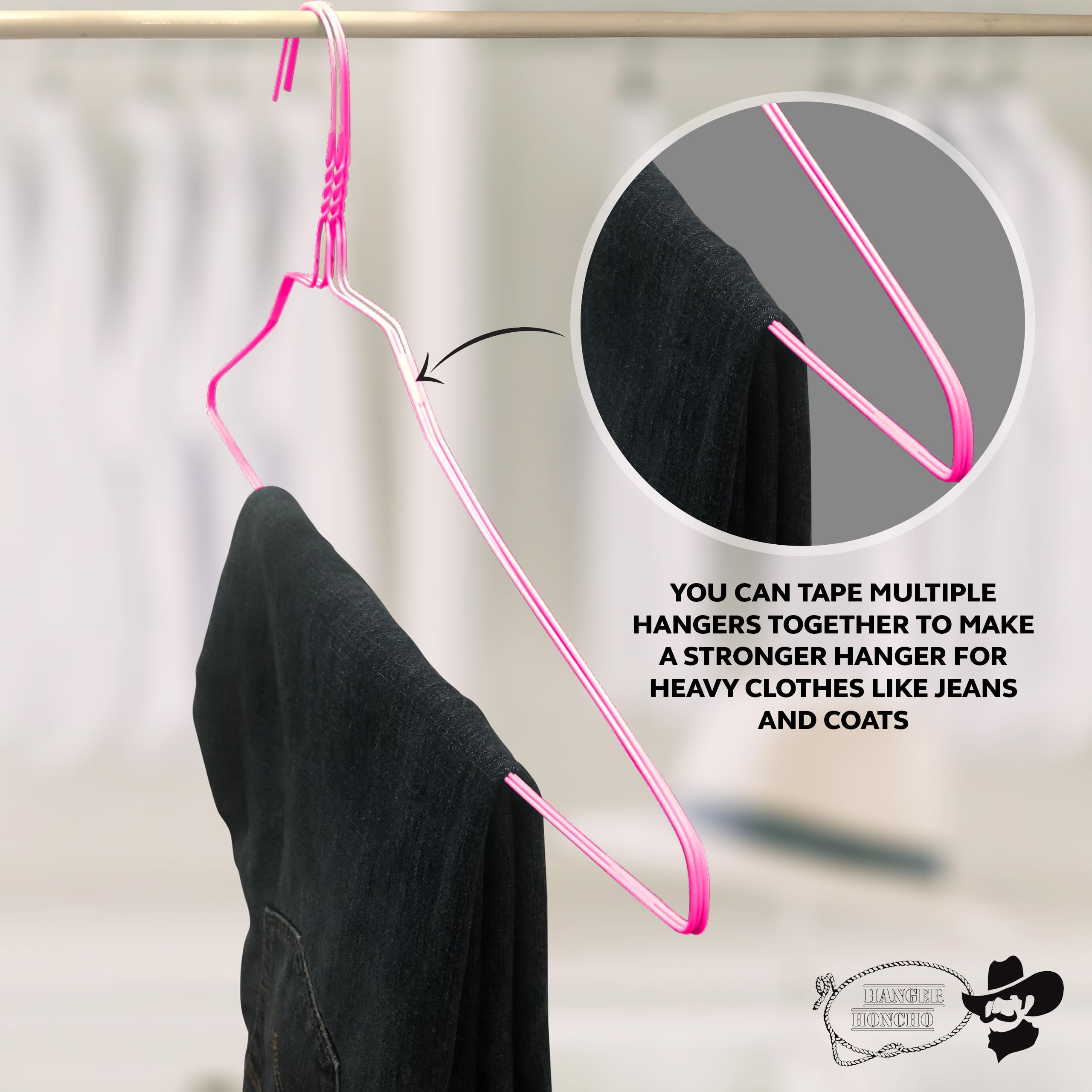 200 Wire Hangers - Pink Metal Hangers In Bulk - 18 Inch Thin Standard Dry Cleaner Coated Steel