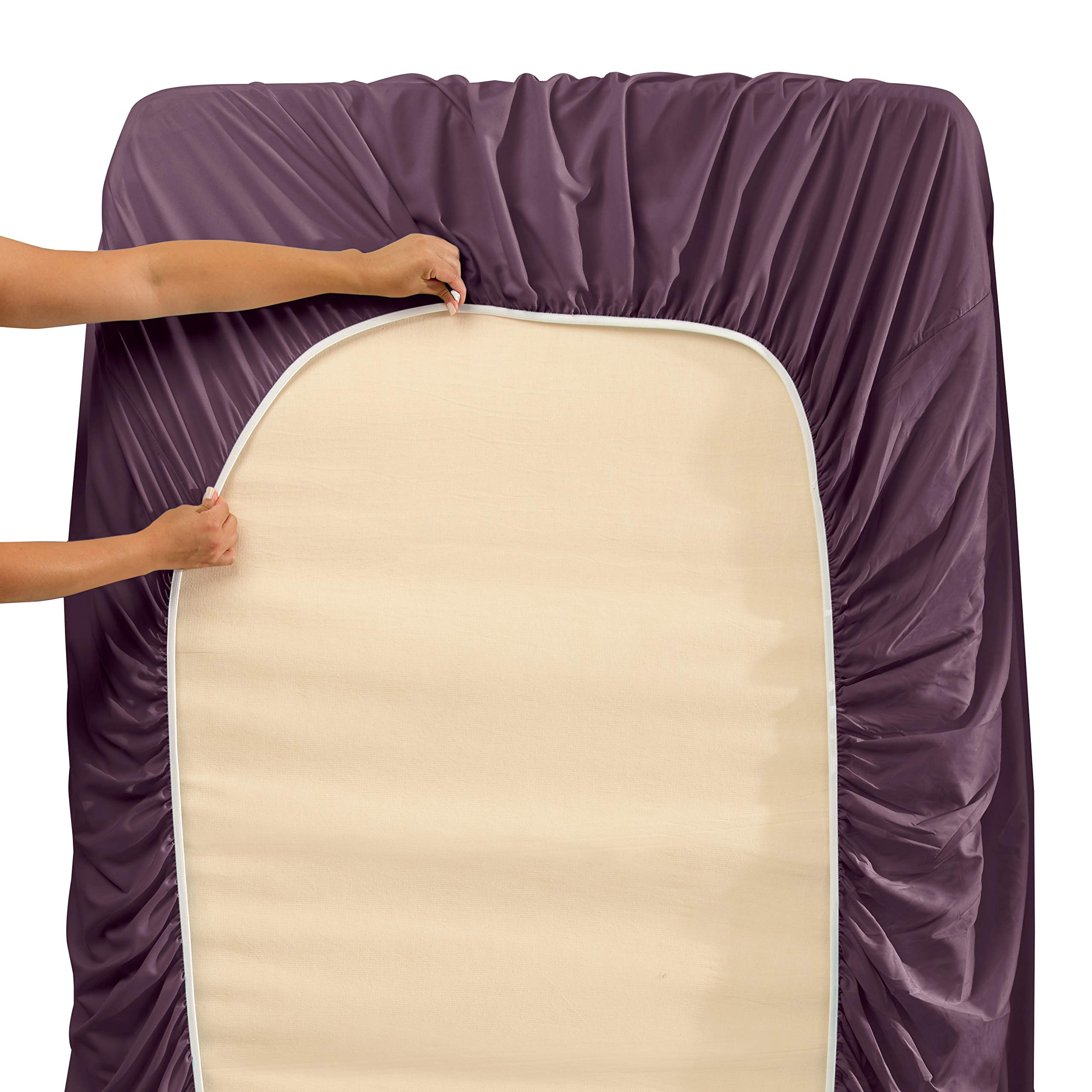 Clara Clark Queen Sheets, 6 Piece Set - Hotel Luxury Sheets For Queen Size Bed, Super Soft Bedding Sheets & Pillowcases, Queen Size Sheets, Eggplant Purple