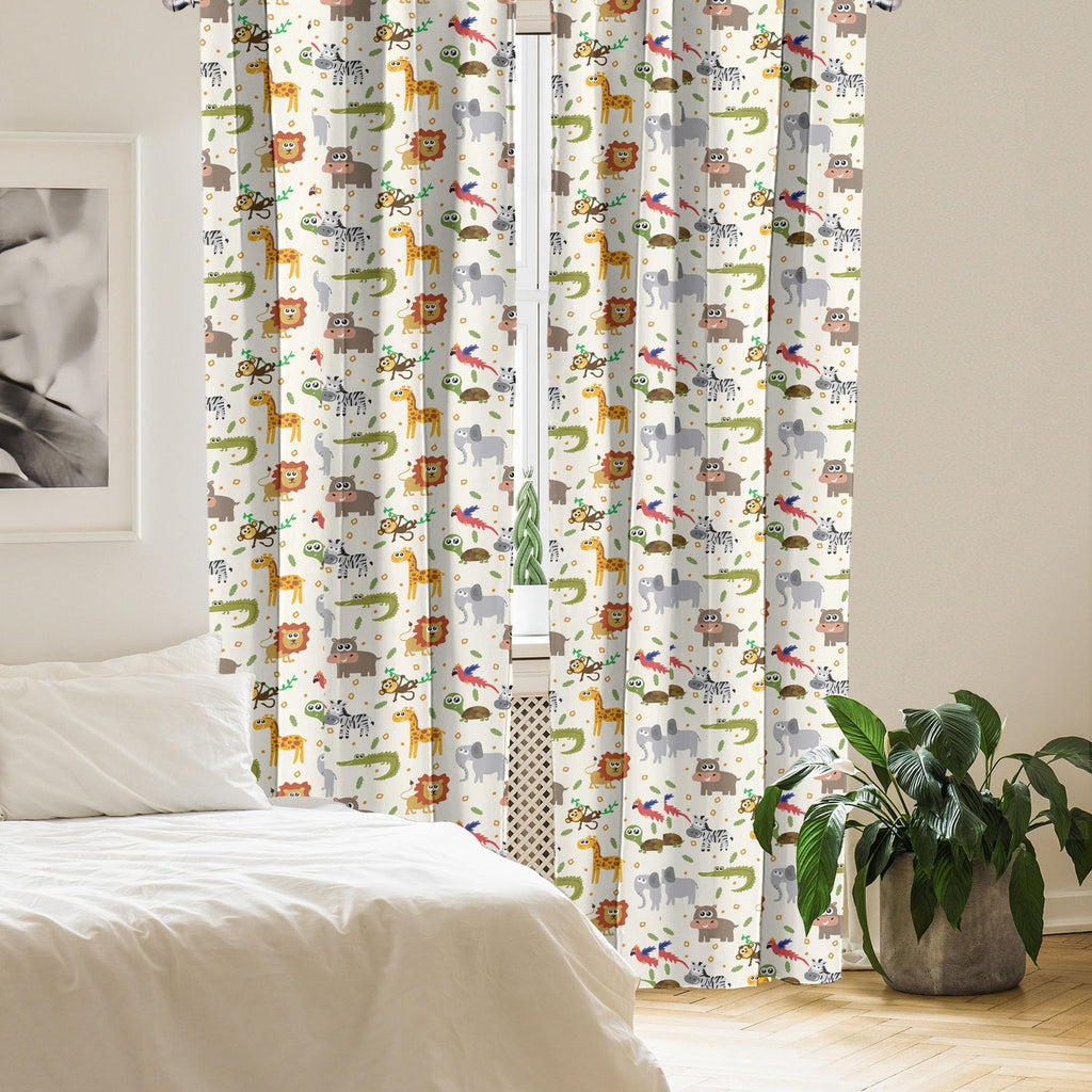 Ambesonne Cartoon Animal Window Curtains, Australian Fauna Silly Faces Savannah Lion Crocodile Repetitive Pattern, Lightweight D
