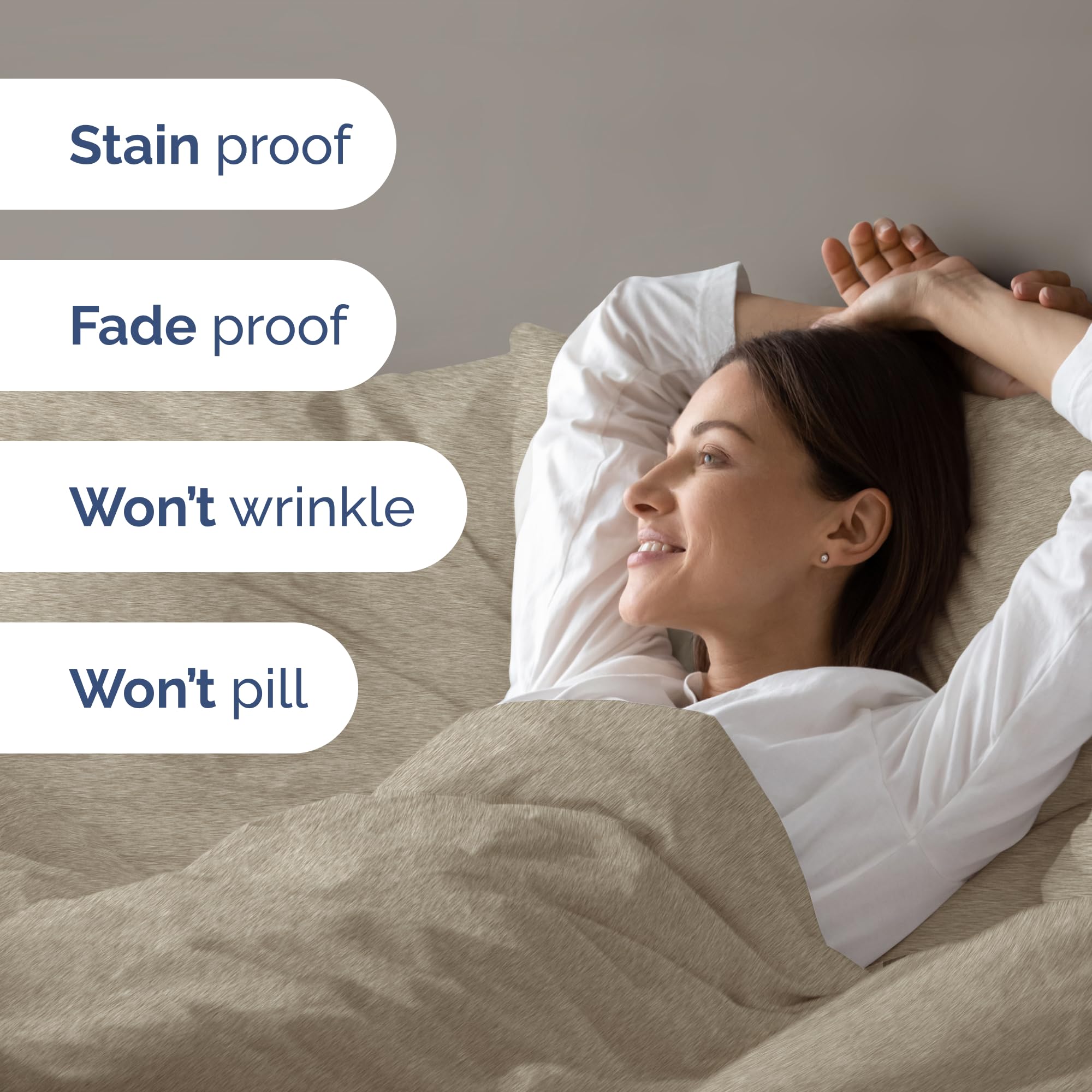 Duvet Cover Queen Size Set - Extra Soft Queen Size Duvet Cover 90 X 90 With 2 Pillow Shams - Hotel Luxury Easy Care And Fade Free W/ Zipper Closures & Ties - Breathable Bedding Set (Heathered Beige)