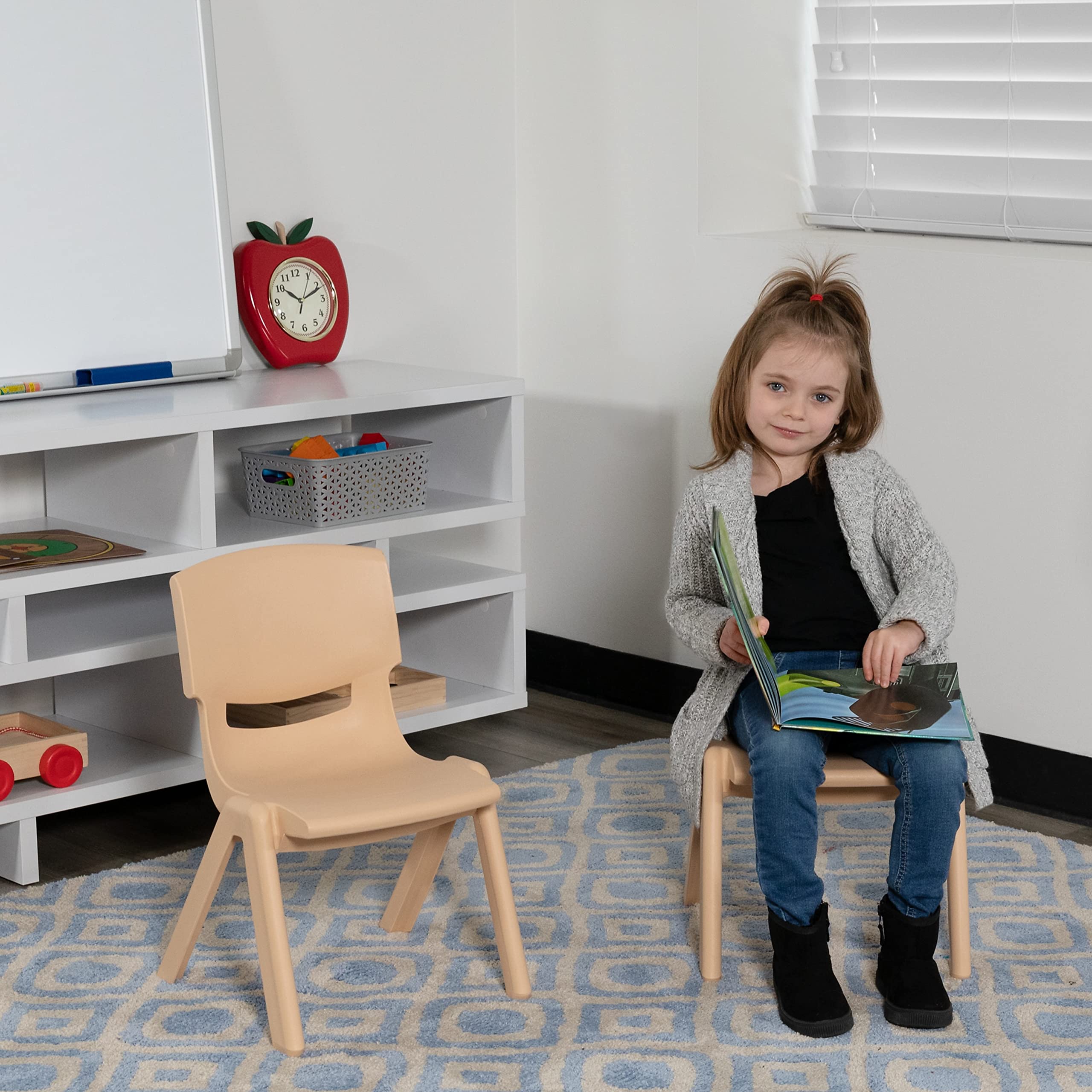 Flash Furniture Whitney 2 Pack Natural Plastic Stackable School Chair with 10.5&quot; Seat Height