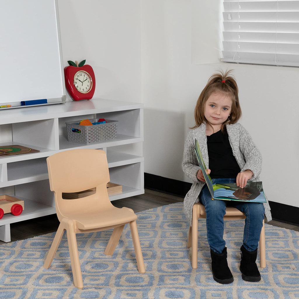 Flash Furniture Whitney 2 Pack Natural Plastic Stackable School Chair with 10.5" Seat Height