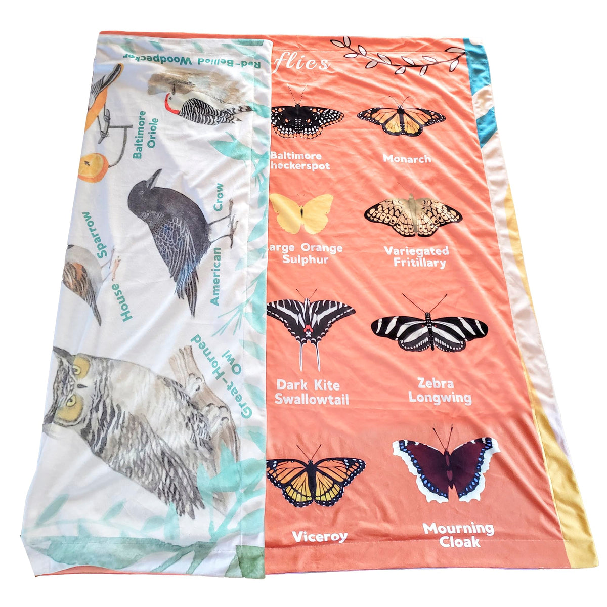 Birdy Boutique - Double Sided Learning Blanket - City Block And Dinosaur Expo - Cozy Soft Minky - Great For Early Readers, Homes