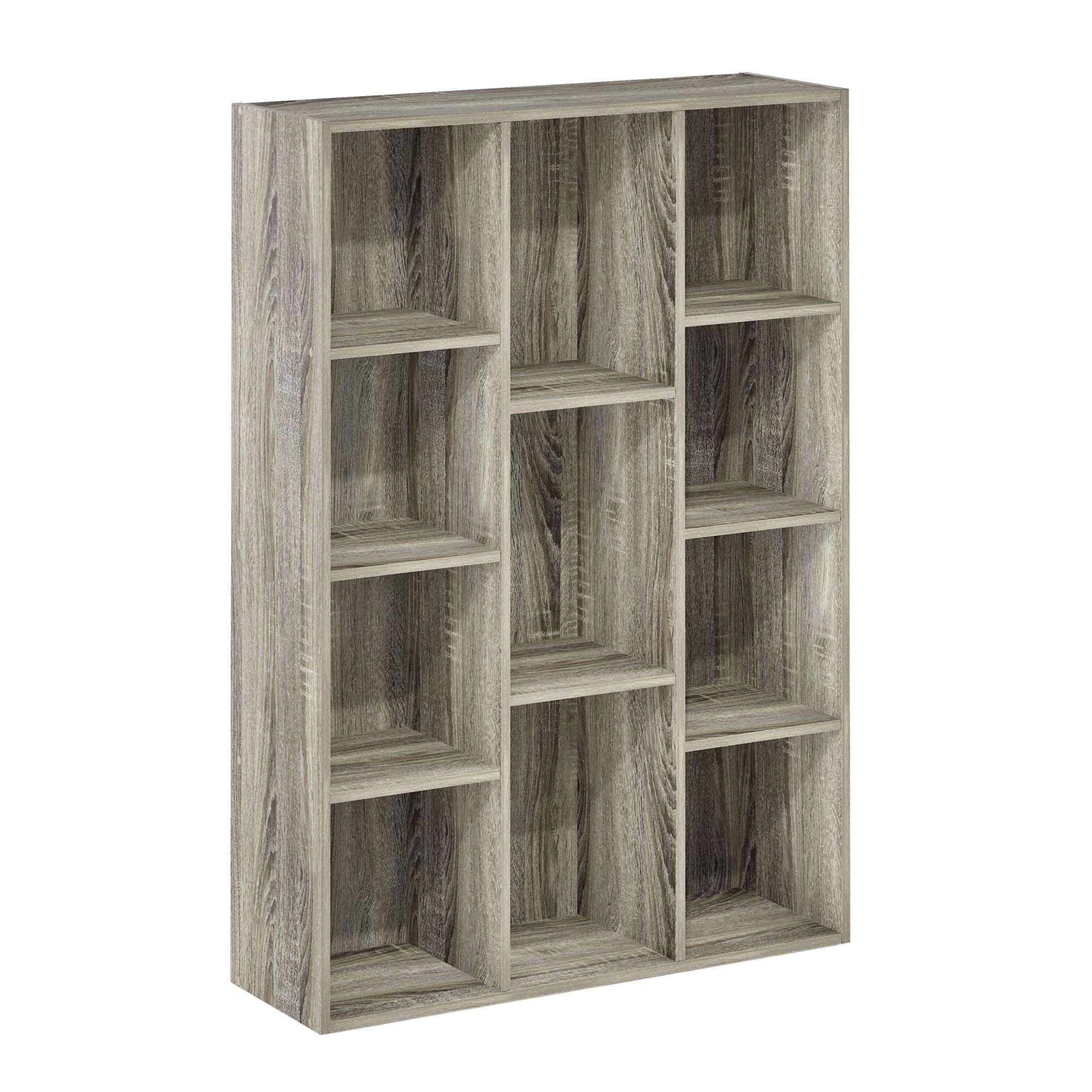 Furinno Luder 11-Cube Reversible Open Shelf Bookcase, French Oak