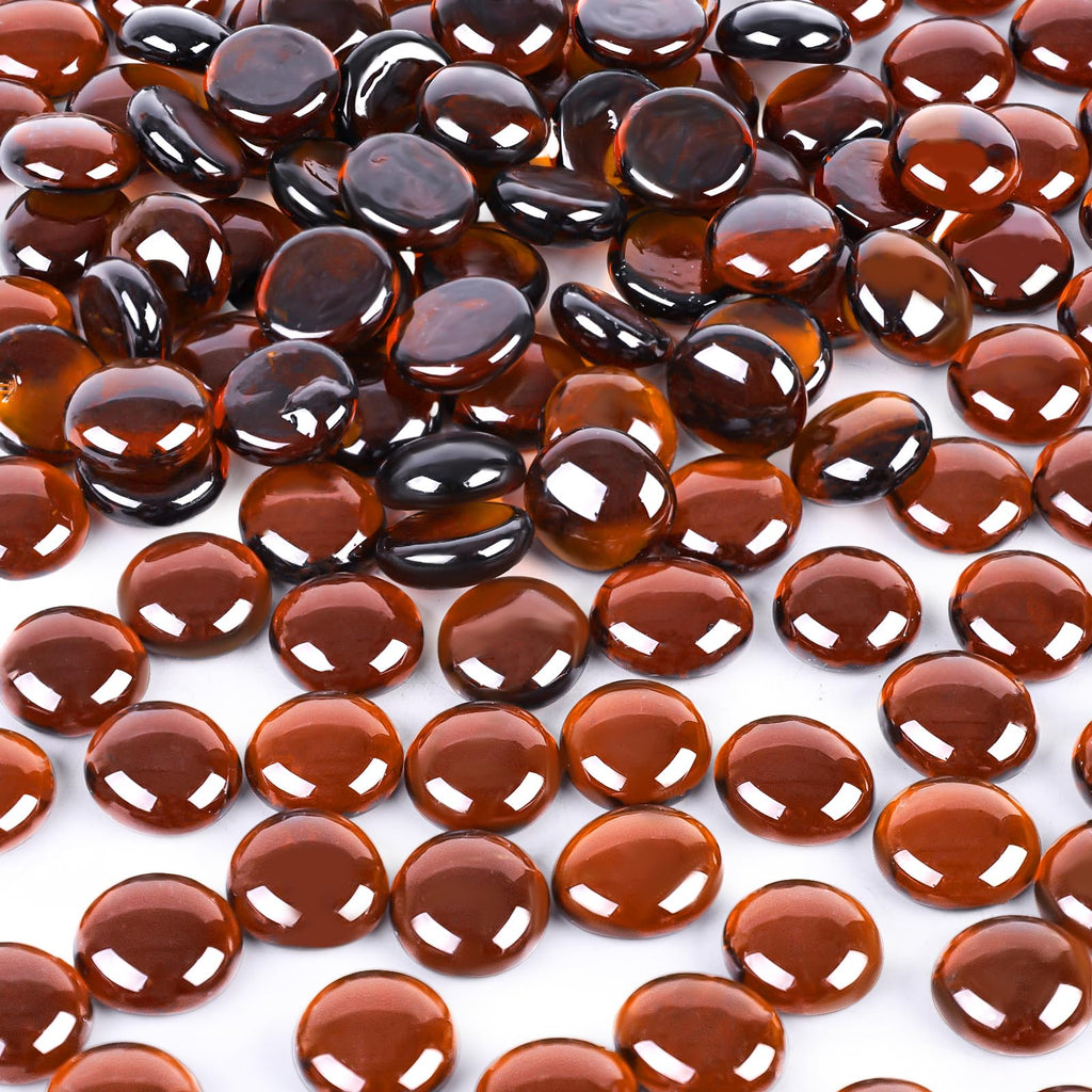 DomeStar 2LB Amber Flat Glass Marbles, Decorative Marbles for Vases Aquarium Pebbles Fish Tank Rocks Vase Fillers DIY Crafts Tab