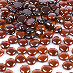 DomeStar 2LB Amber Flat Glass Marbles, Decorative Marbles for Vases Aquarium Pebbles Fish Tank Rocks Vase Fillers DIY Crafts Tab