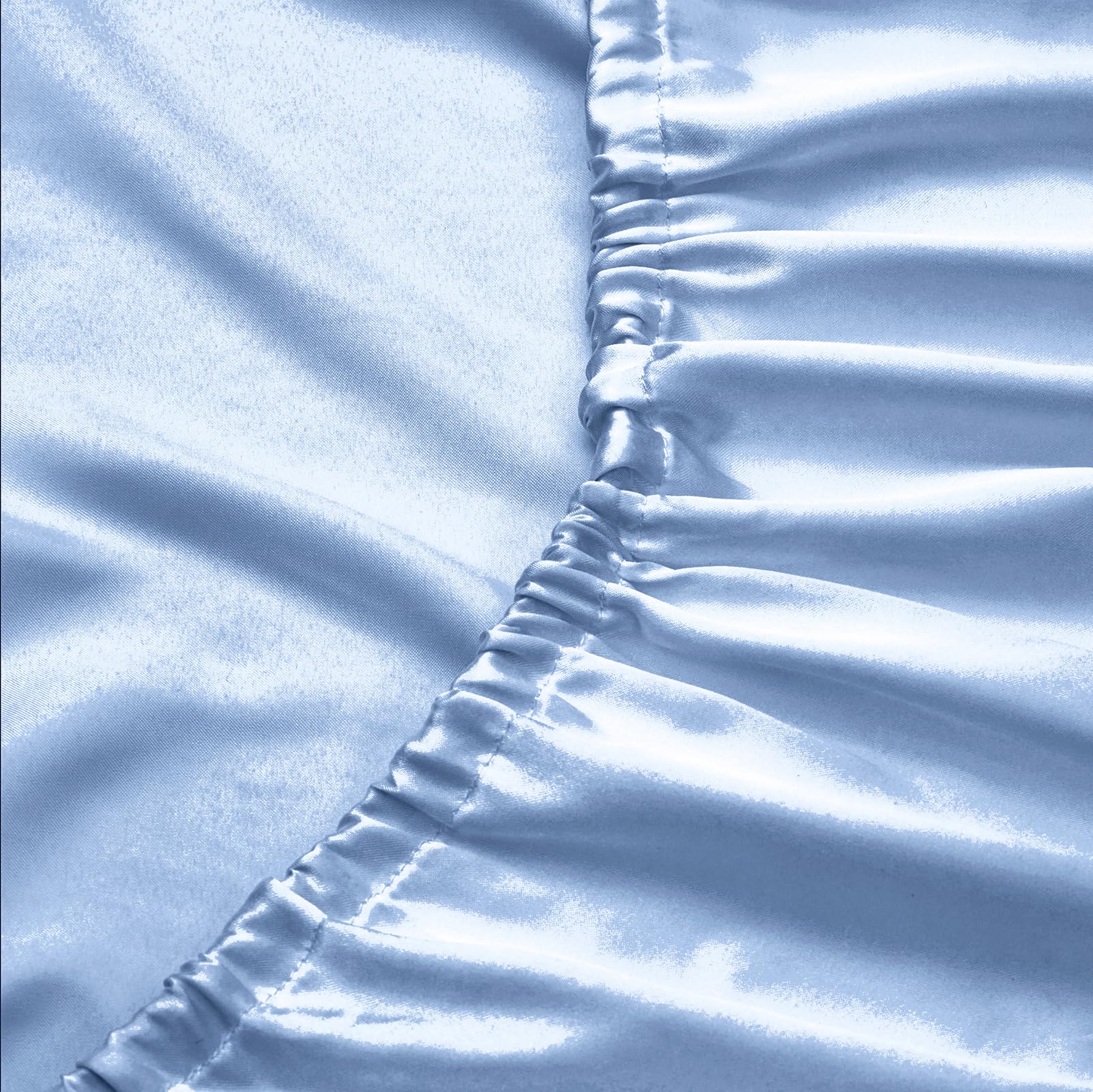 Queen Silk Satin Fitted Sheet, Soft Deep Pocket Single Bottom Bed Sheets Sold Separately, Wrinkle Free, Non- Fading, Breathable,