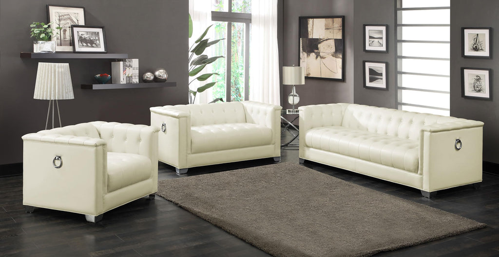 Coaster Chaviano 3-Piece Sofa Set, Pearl White