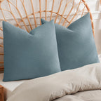 Phf 100% Cotton Waffle Weave Throw Pillow Cover, 24' X 24', No Filling, 2 Pack Elegant Home Decorative Square Throw Pillow Covers For Bed Couch Sofa, Ocean