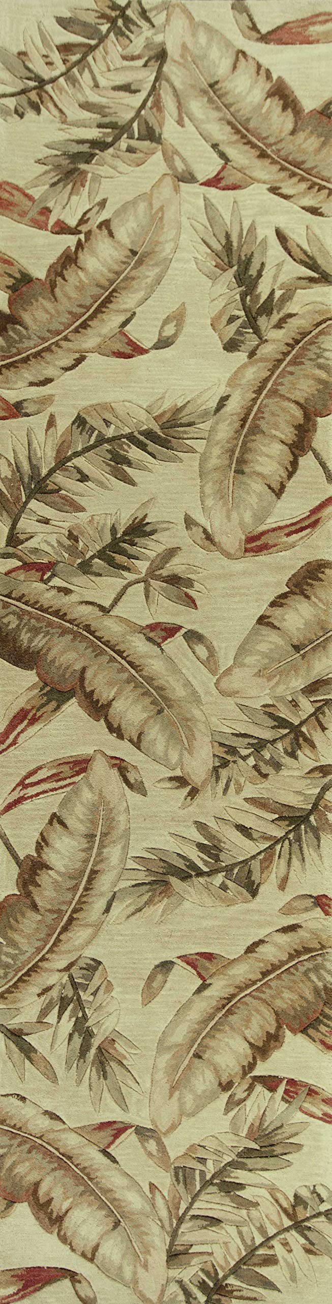 HomeRoots 9'X12' Ivory Hand Tufted Tropical Leaves Indoor Area Rug
