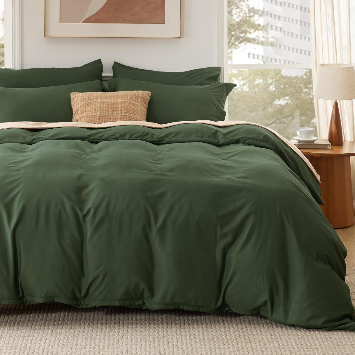 Bedsure Queen Duvet Cover With Fitted Sheet - Soft Double Brushed Bedding Set With Zipper Closure, 4 Pieces, Includes 1 Duvet Co