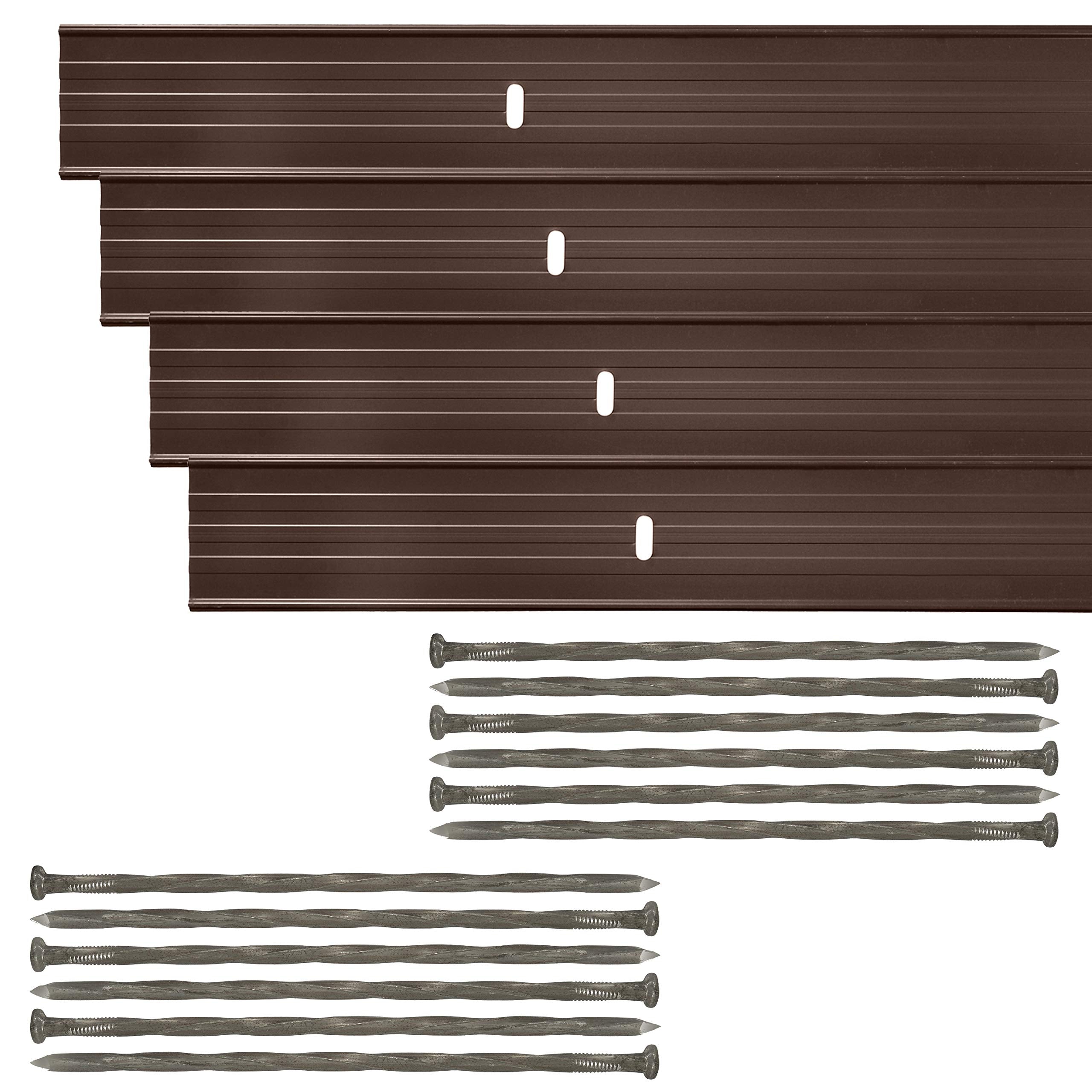 Dreamscape E-Z Edge Aluminum Landscape Edging - 4 Strips, 6Ft Each (24Ft Total), Brown Painted - Professional Quality Landscapin