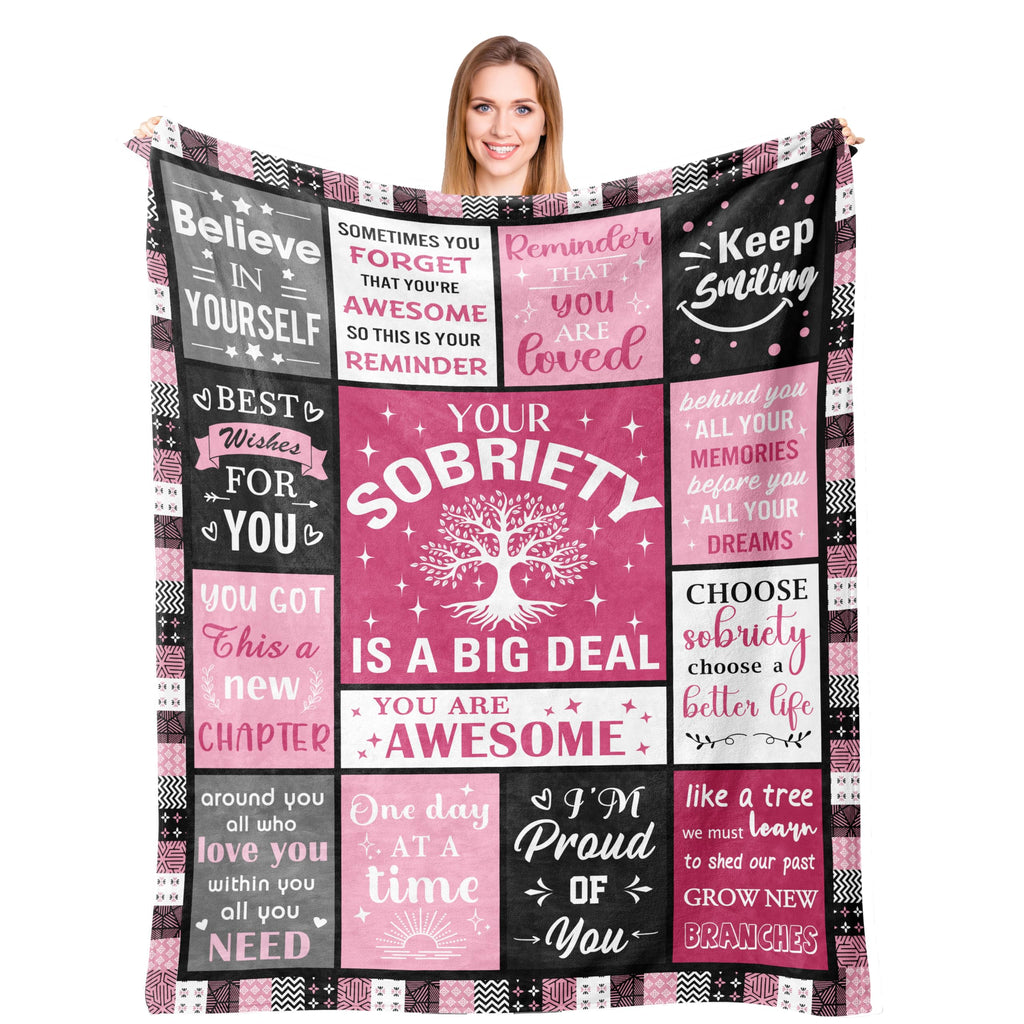 Kituzol Sobriety Gifts For Women, Sober Blanket, Addiction Recovery Gift, 1 Year Sober Gift Ideas, Aa Gifts Sobriety For Women 6
