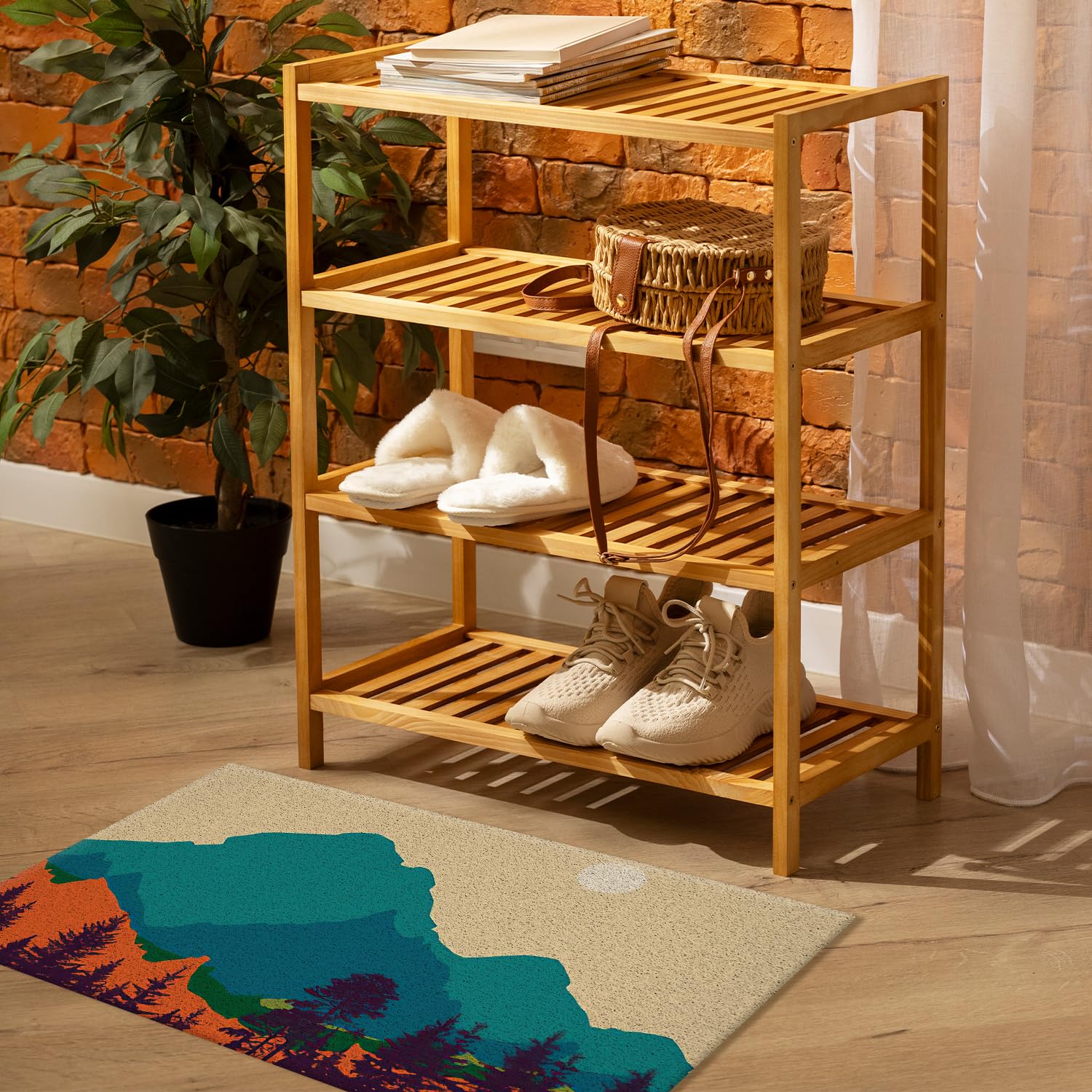 Nogrit Boho Bath Mats For Bathroom, Non Slip Shower Mat For Bathroom Floor, Boho Front Door Mat Outside Entrance, Boho Forest Mo