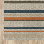HomeRoots 5' x 7' Blue and Gray Striped Indoor Outdoor Area Rug