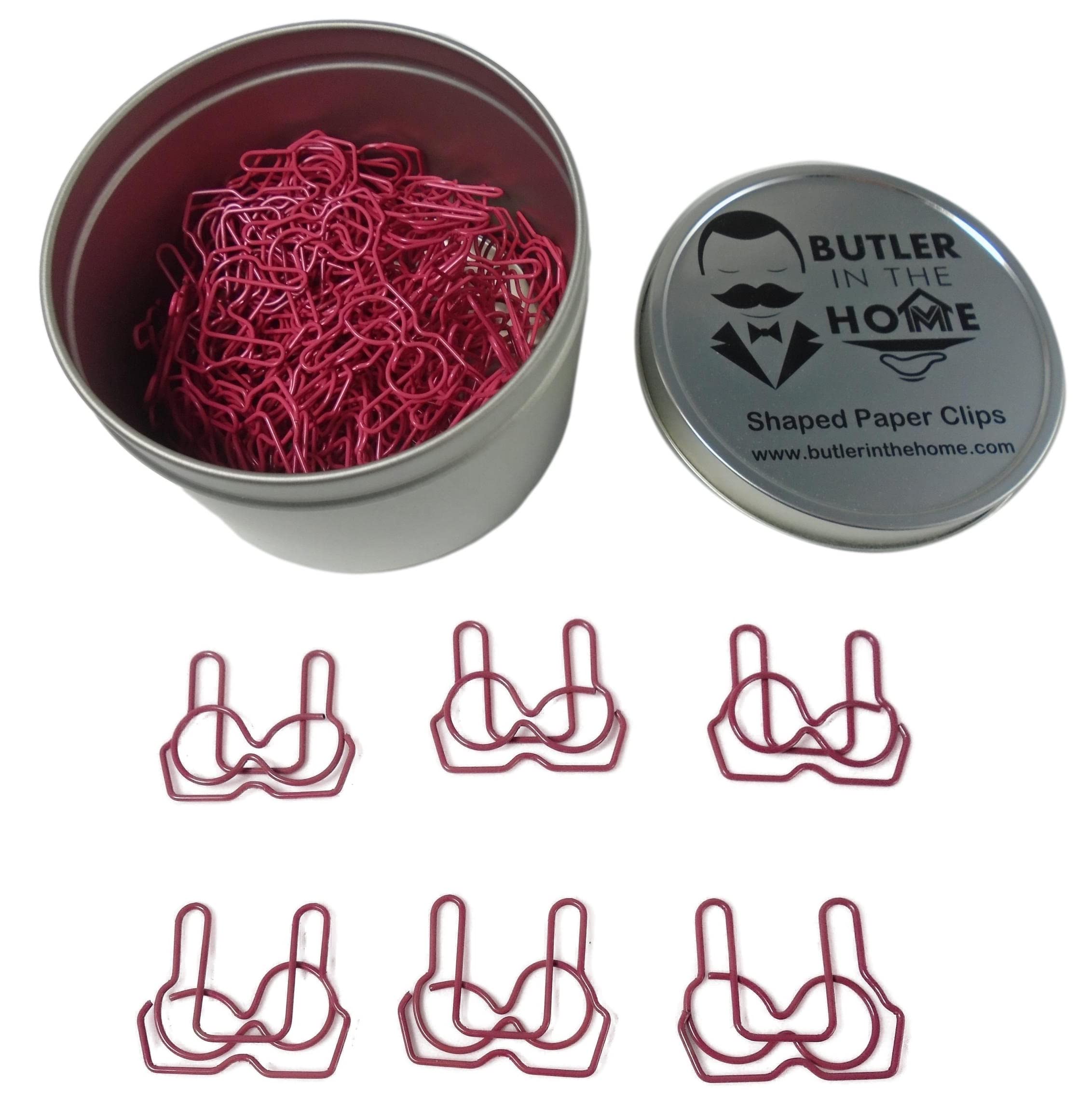 Butler In The Home 100 Count Bra Bikini Shaped Paper Clips Great For Paper Clip Collectors Or Office Gift - Comes In Round Tin W