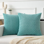 Kevin Textile Throw Pillow Covers Soft Corduroy Decorative Set Of 2 Boho Striped Christmas Pillow Covers Pillowcases Farmhouse Home Decor For Couch Bed Sofa Living Room 16X16 Inch Moss Green
