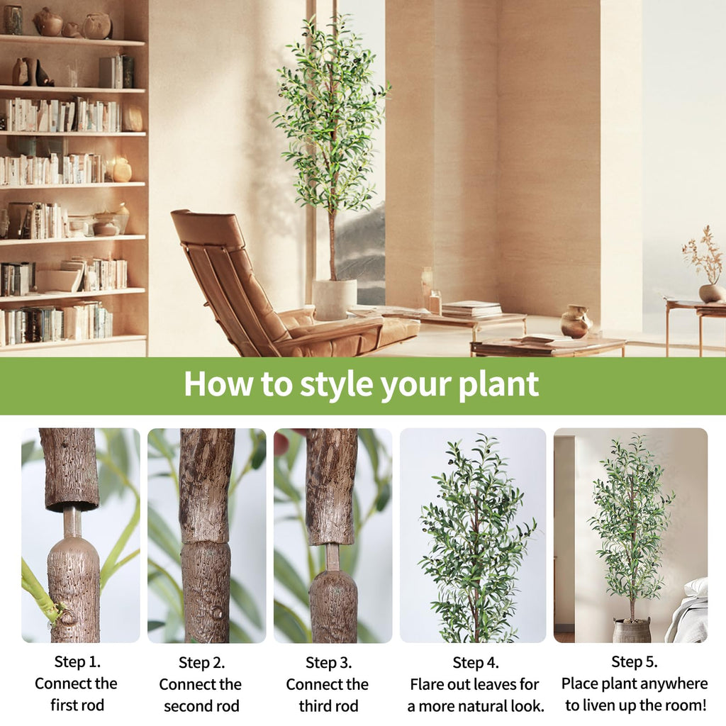Cetrd Artificial Olive Tree, 6Ft Tall Faux Olive Trees 72In Outdoor Fake Potted Silk Plant With Trunk And Realistic 648 Leaves A