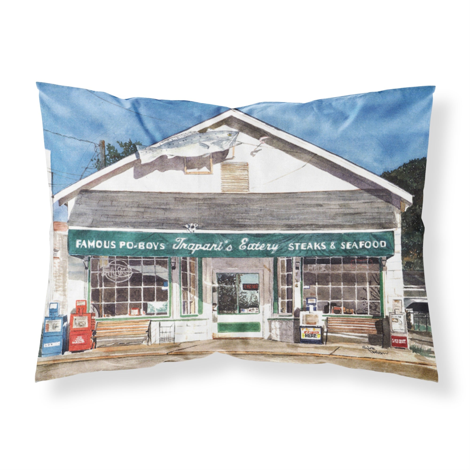 'Caroline'S Treasures 8109Pillowcase Trapani'S Eatery Moisture Wicking Fabric Standard Pillowcase, Large, Multicolor'