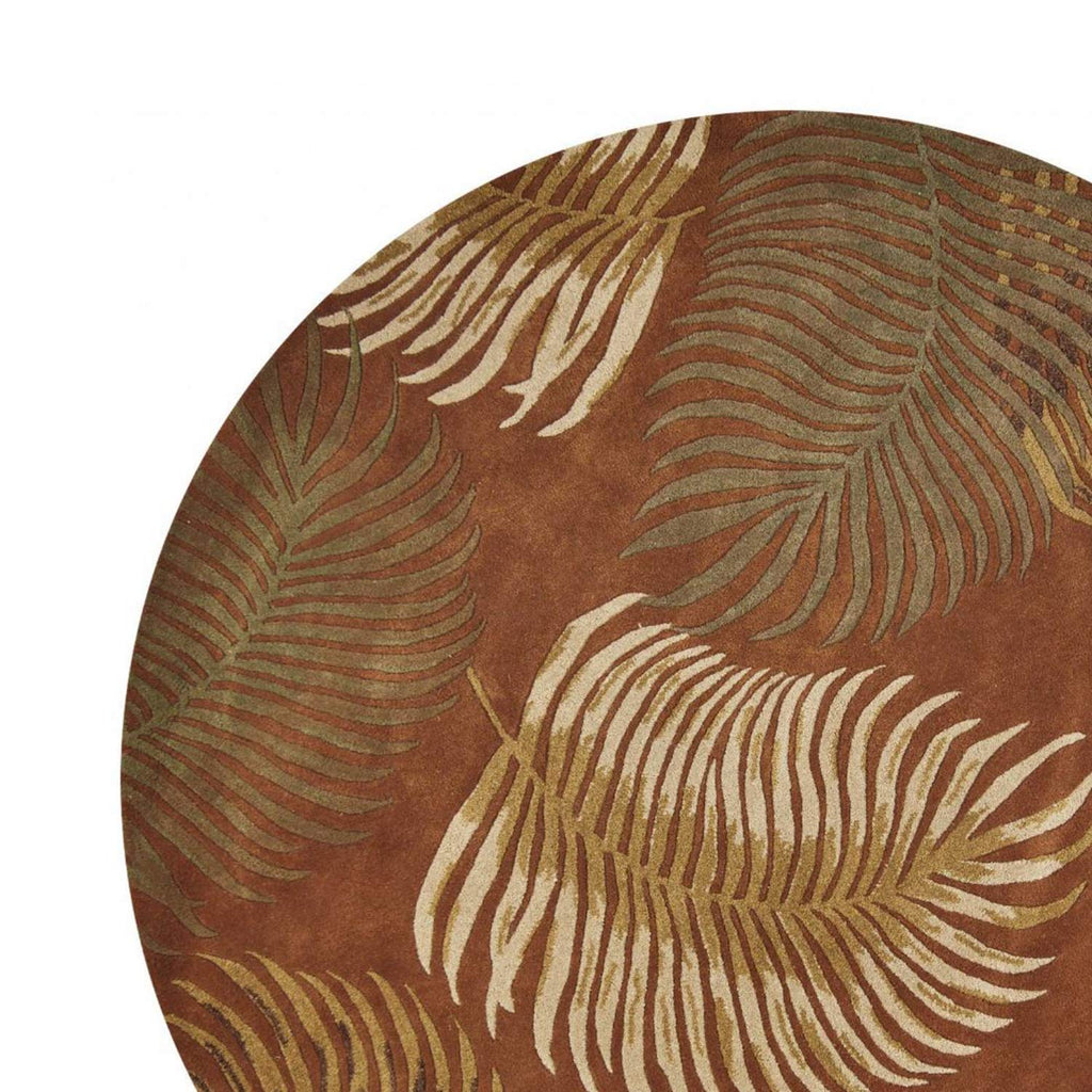 HomeRoots 7' Round Wool Rust Area Rug