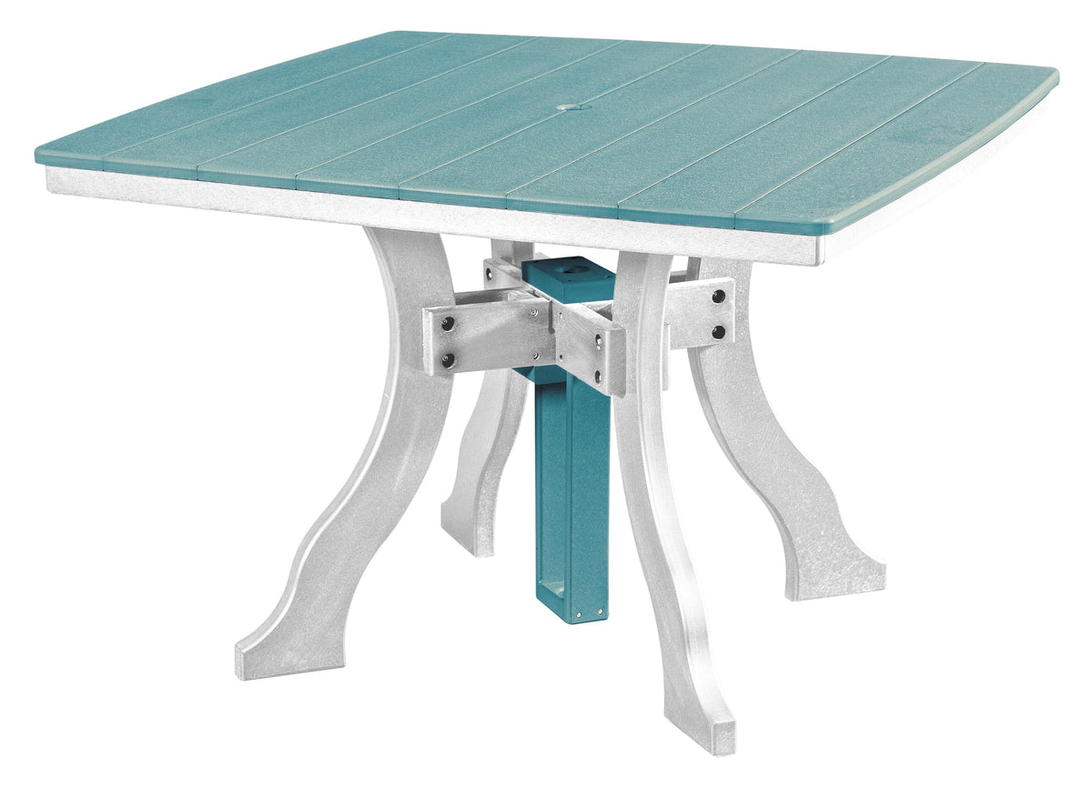 American Furniture Classics Dining Height Square Table, Aruba Blue With White Base