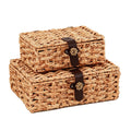 Divtada Set of 2 Water Hyacinth Wicker Storage Baskets with Lid