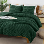 Andency Emerald Green Comforter Set Full Size, Boho Dark Green Soft Warm Bedding Comforter Sets For Full Bed, 3 Pieces Forest Gr