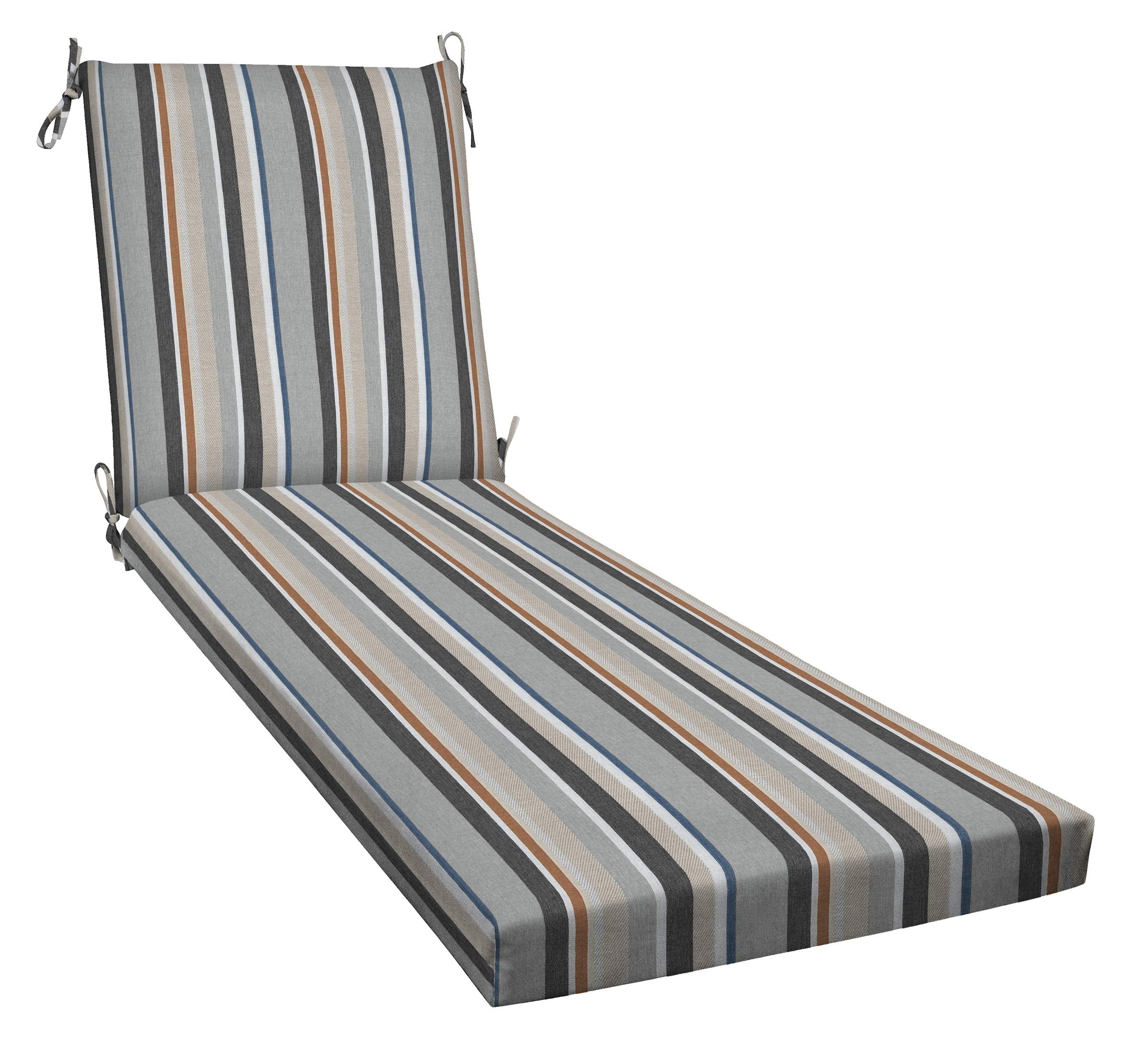 Honeycomb Outdoor Stripe Stone Beige Chaise Lounge Cushion: Recycled Fiberfill, Weather Resistant, Reversible, Comfortable And S