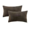 Fancy Homi Set Of 2 Dark Brown Boho Lumbar Rectangle Decorative Throw Pillow Covers 12X20 Inch With Diagonally Pattern For Couch