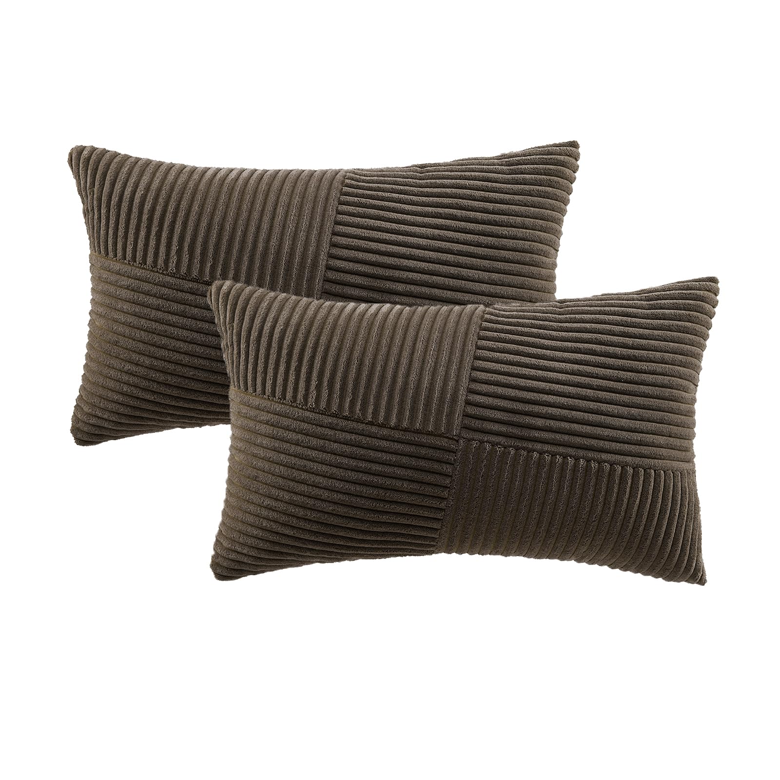 Fancy Homi Set Of 2 Dark Brown Boho Lumbar Rectangle Decorative Throw Pillow Covers 12X20 Inch With Diagonally Pattern For Couch