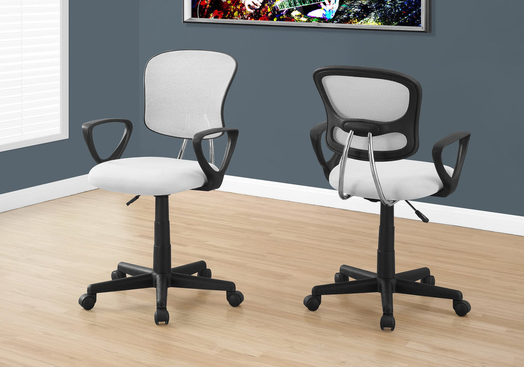 Monarch Specialties 7261, Adjustable Height, Swivel, Ergonomic, Armrests, Computer Desk, Work, Metal, White, Black, Contemporary Office Chair Mesh Juvenile Multi-Position, 23' L x 21.5' W x 33' H