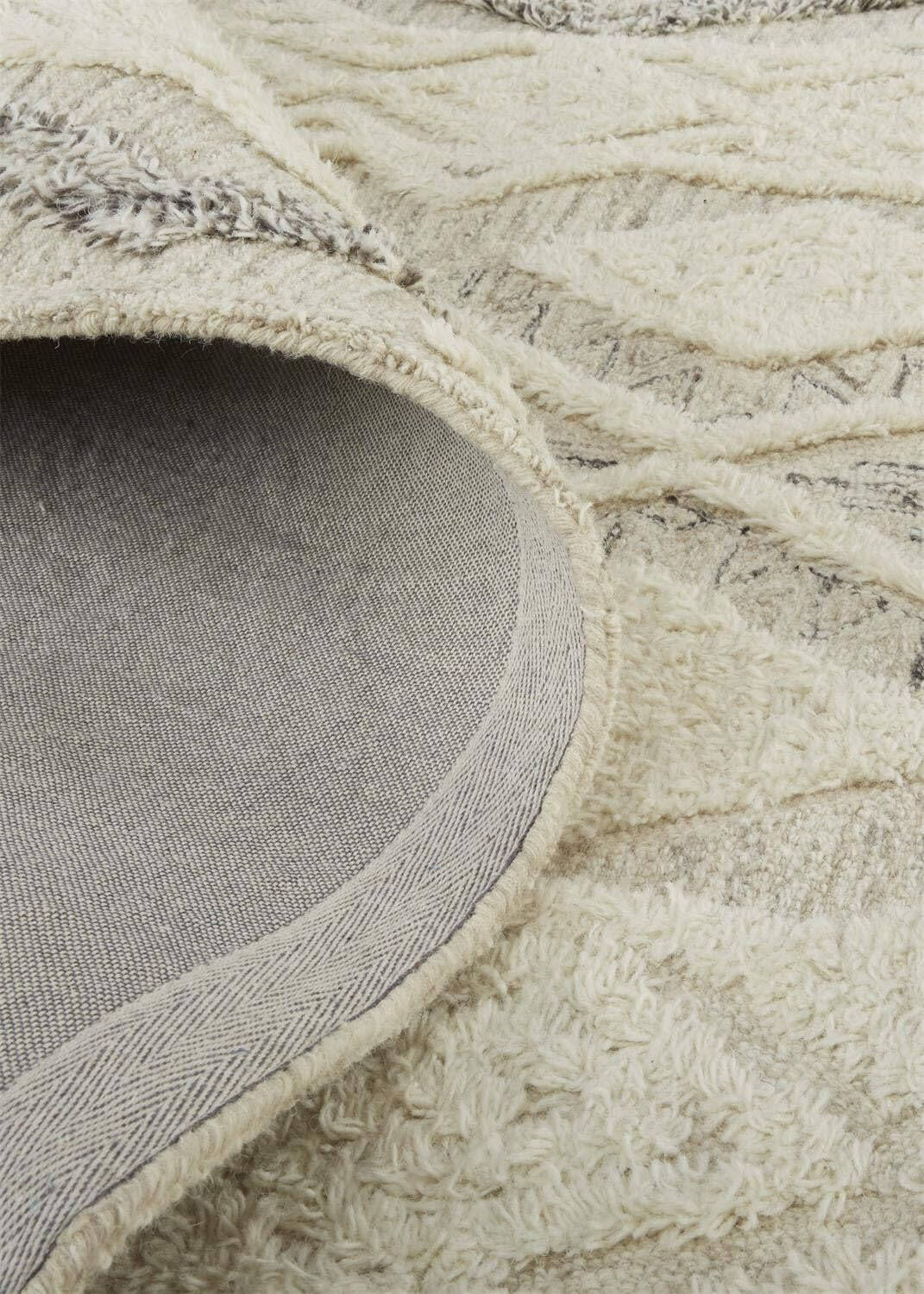 HomeRoots 512777 9 x 12 ft. Ivory Taupe & Gray Wool Geometric Hand Tufted Handmade Stain Resistant Rectangle Area Rug