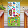 Welcome Banner, First Day Of School Door Cover Woodland Animal Friends Photo Backdrop For Classroom School Party Decorations Sup