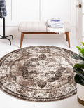 Unique Loom Sofia Collection Area Rug - Salle Garnier (4 1 Round, Light Brown/ Brown)