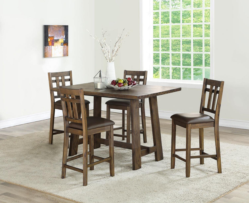 Steve Silver Furniture Saranac 5-Piece Dining Set, Acacia and Mango Hardwood Solids, Dining Room, Kitchen, Rectangular Dining Table Set for Home, 59.5'L x 36" W x 36" H, Brown