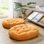 Floor Cushion Pillow Set Of 2, Round Large Pillows Seating For Adults, Tufted Corduroy Floor Cushions For Living Room Tatami, Or