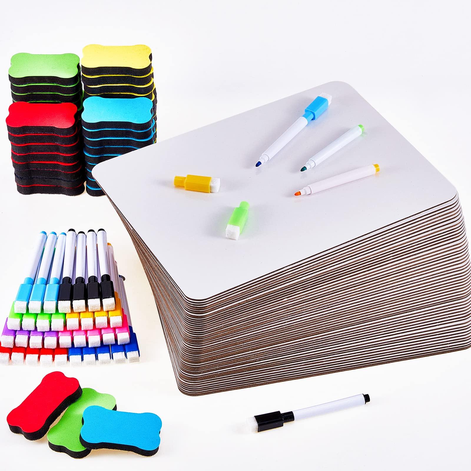 48 Set Dry Erase Board Double Sided 8.3 X 11.2 Inch Small White Board Bulk Dry Erase Lapboard With 48 Erasers And 48 Markers For
