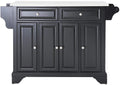 Crosley Furniture Lafayette Stone Top Rolling Kitchen Island Storage Cart, Microwave Stand, Spice Rack, Black