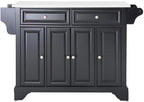 Crosley Furniture Lafayette Stone Top Rolling Kitchen Island Storage Cart, Microwave Stand, Spice Rack, Black