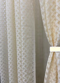 TEXTILES CASA Polyester Transparent Criss Cross Sheer Net Window Curtain for Balcony Living Room, 6 feet Long, Cream, Set of 1