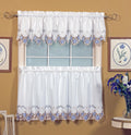 Today'S Curtain Verona Reverse Embroidery Valance, 14', White/Blue