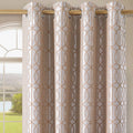 Light Khaki and Silvery 100% Blackout Curtains 84 Inch Length 2 Panels, Jacquard Thermal Insulated Noise Reducing Grommet Drapes