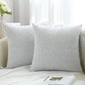 Decoruhome Decorative Throw Pillow Covers 26X26 Set Of 2, Farmhouse Chenille Pillow Covers, Square Soft Pillow Covers For Couch Sofa Bed, Grey White
